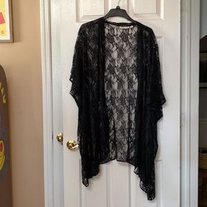 Black Gothic Lace Open Front Cardigan Kimono Stevie Nicks
